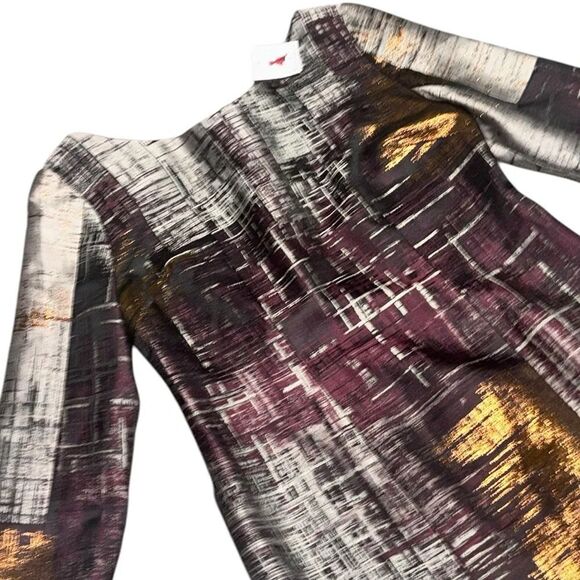 NWT women’s ELENE CASSIS metallic geometric pattern 3/4 sleeve dress size 12 - Picture 4 of 7